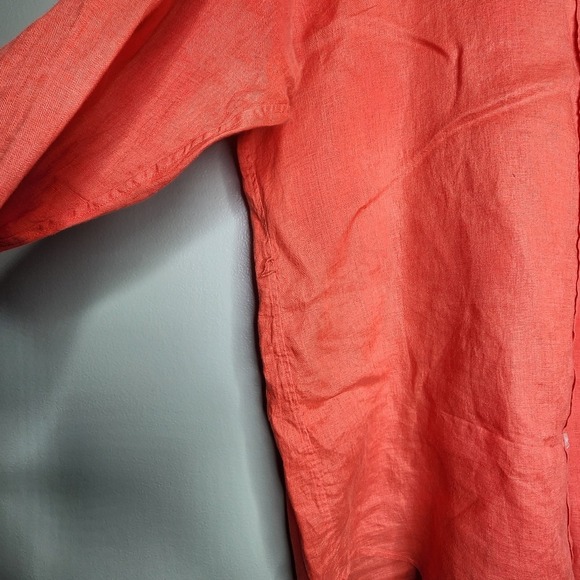 LRL Ralph Lauren Linen Button Up Shirt Orange 3/4 Sleeve Lightweight Summer XL - Picture 5 of 8